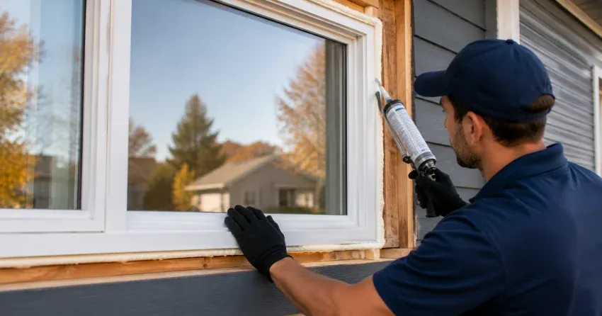 technician installing a new vinyl window in Courtice