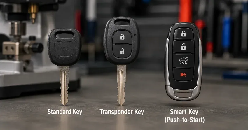 technician cutting a transponder ignition key in Courtice