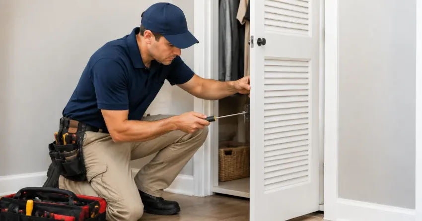 technician repairing doorbell button and wiring in Courtice
