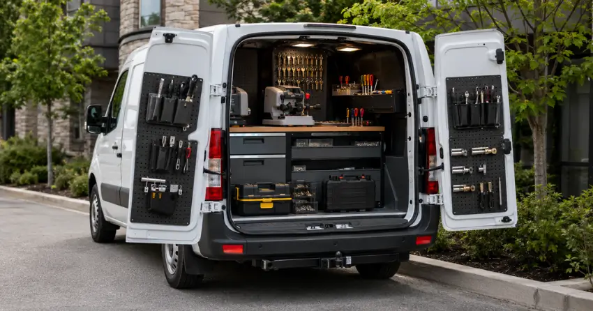 mobile locksmith service vehicle equipped with tools in Courtice