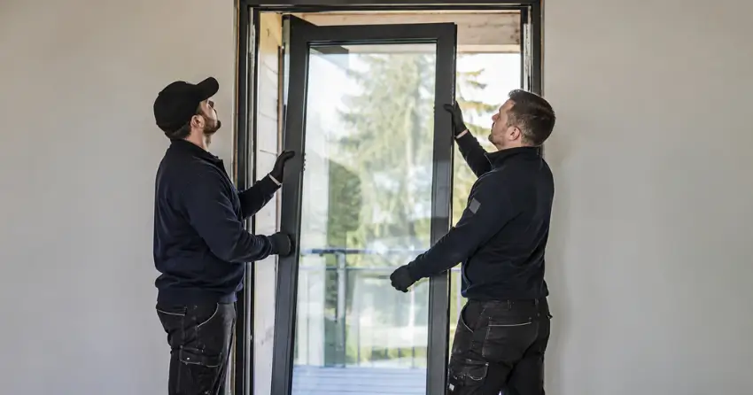 new glass panel being fitted into door frame in Courtice