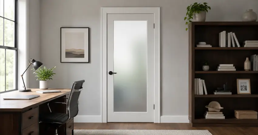 frosted interior door installed in home office in Courtice