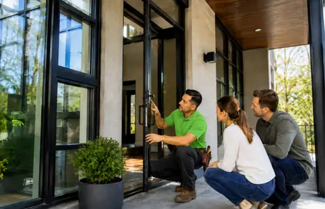 Modern home exterior with floor-to-ceiling windows by Windows & Doors Courtice